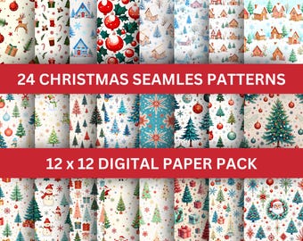 Christmas holiday background Digital Paper Seamless Printable patterns christmas scrap book xmas pages Junk journal Scrapbooking Card making