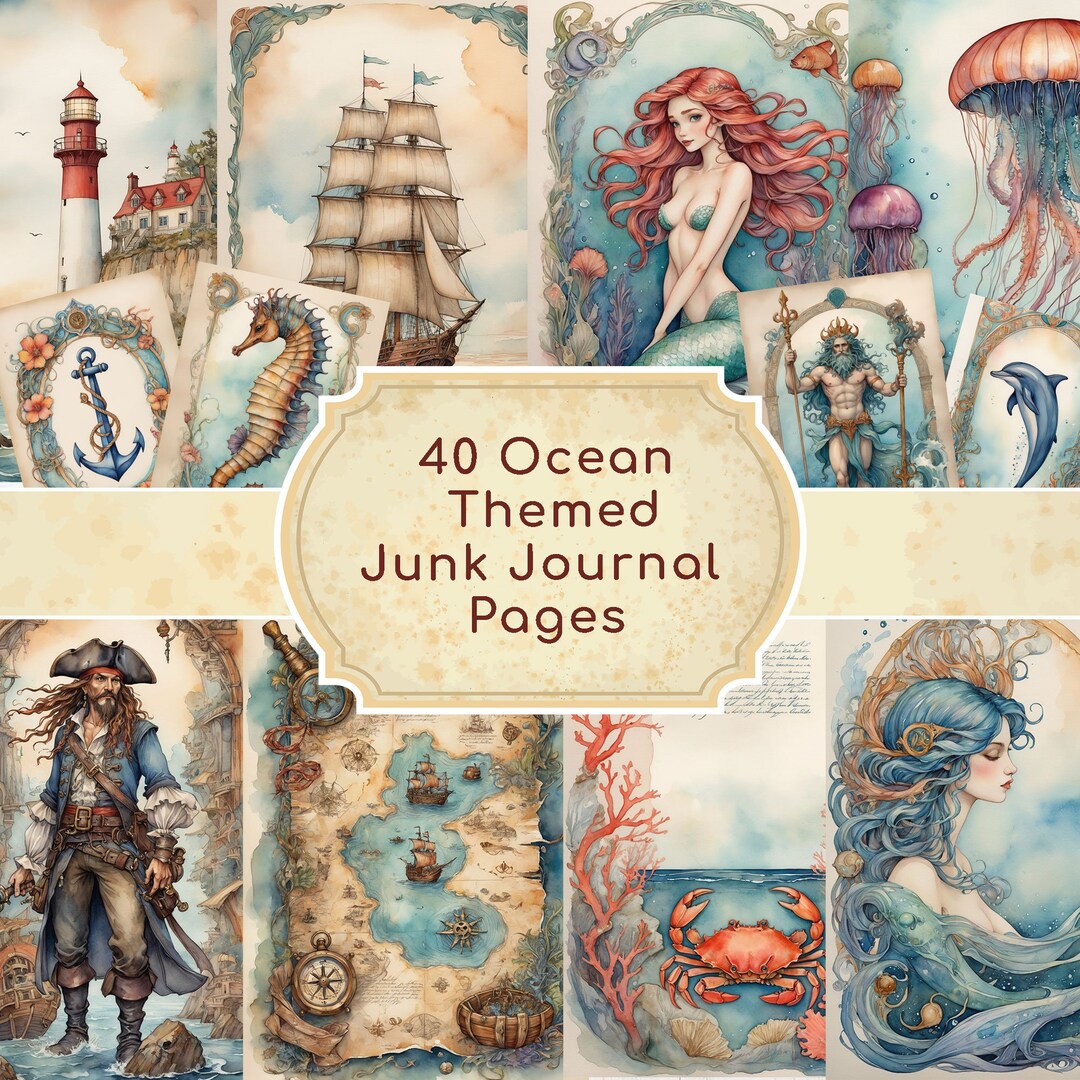 Under the Sea Digital Junk Journal Kit Vintage Nautical Scrapbook ...