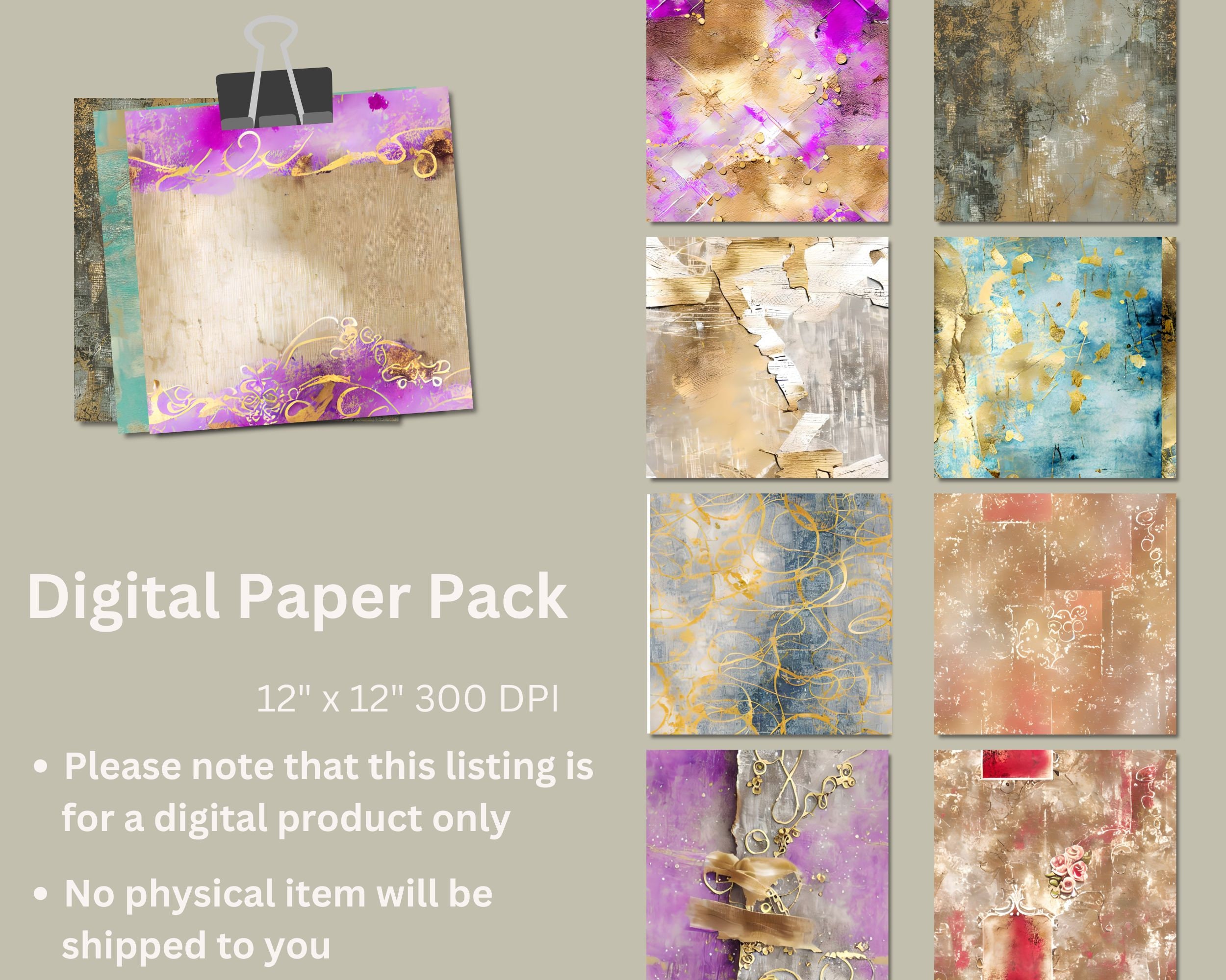 Printable Grunge Seamless Textured Digital Paper Distressed Grungy Junk ...
