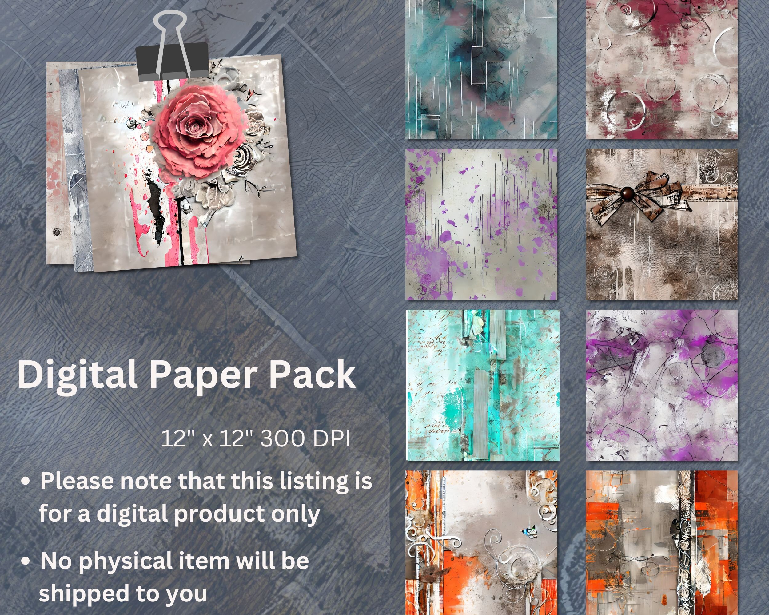 Printable Grunge Seamless Textured Silver Digital Paper Distressed ...