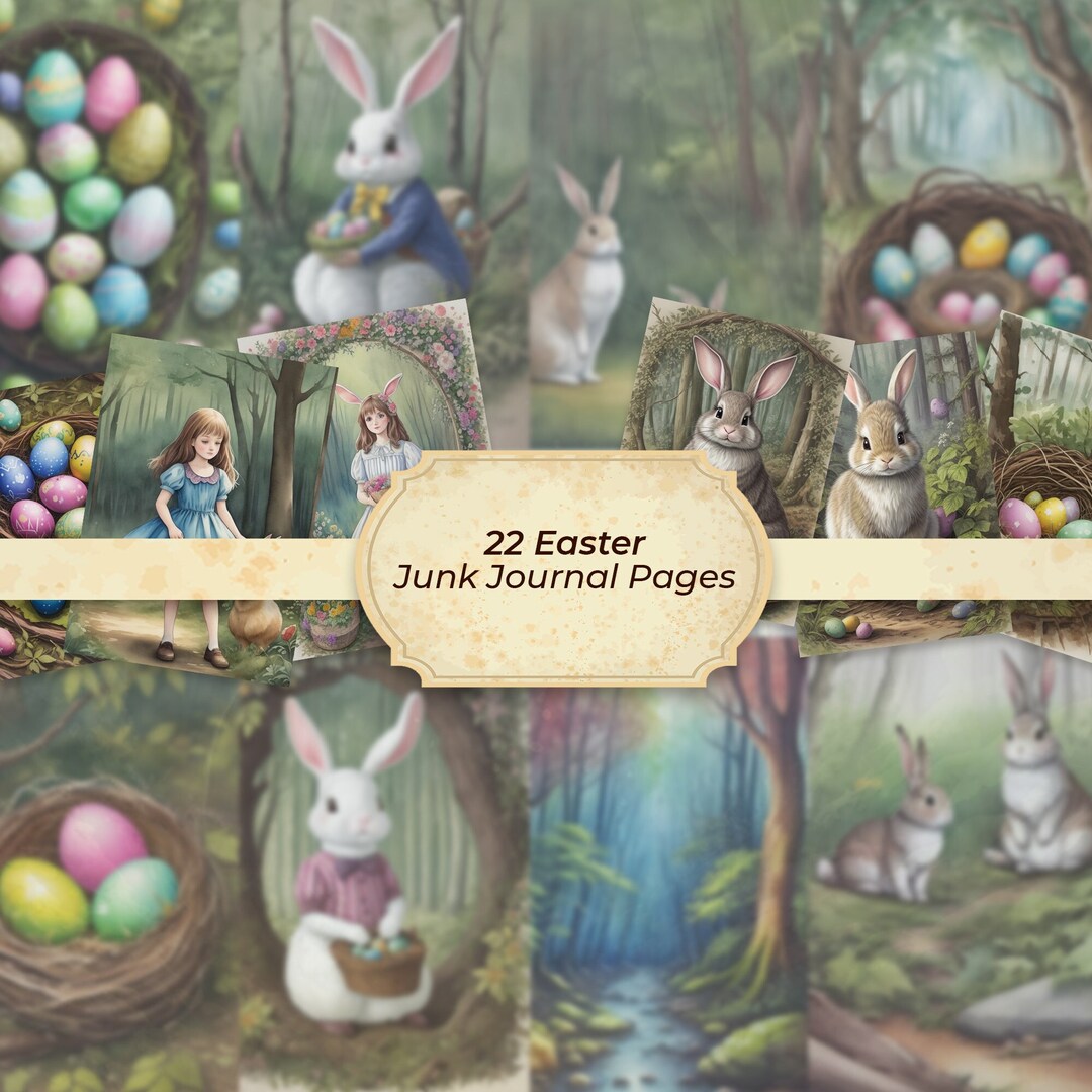 Easter Junk Journal Pages Easter Bunny Printable Junk Journal Papers ...