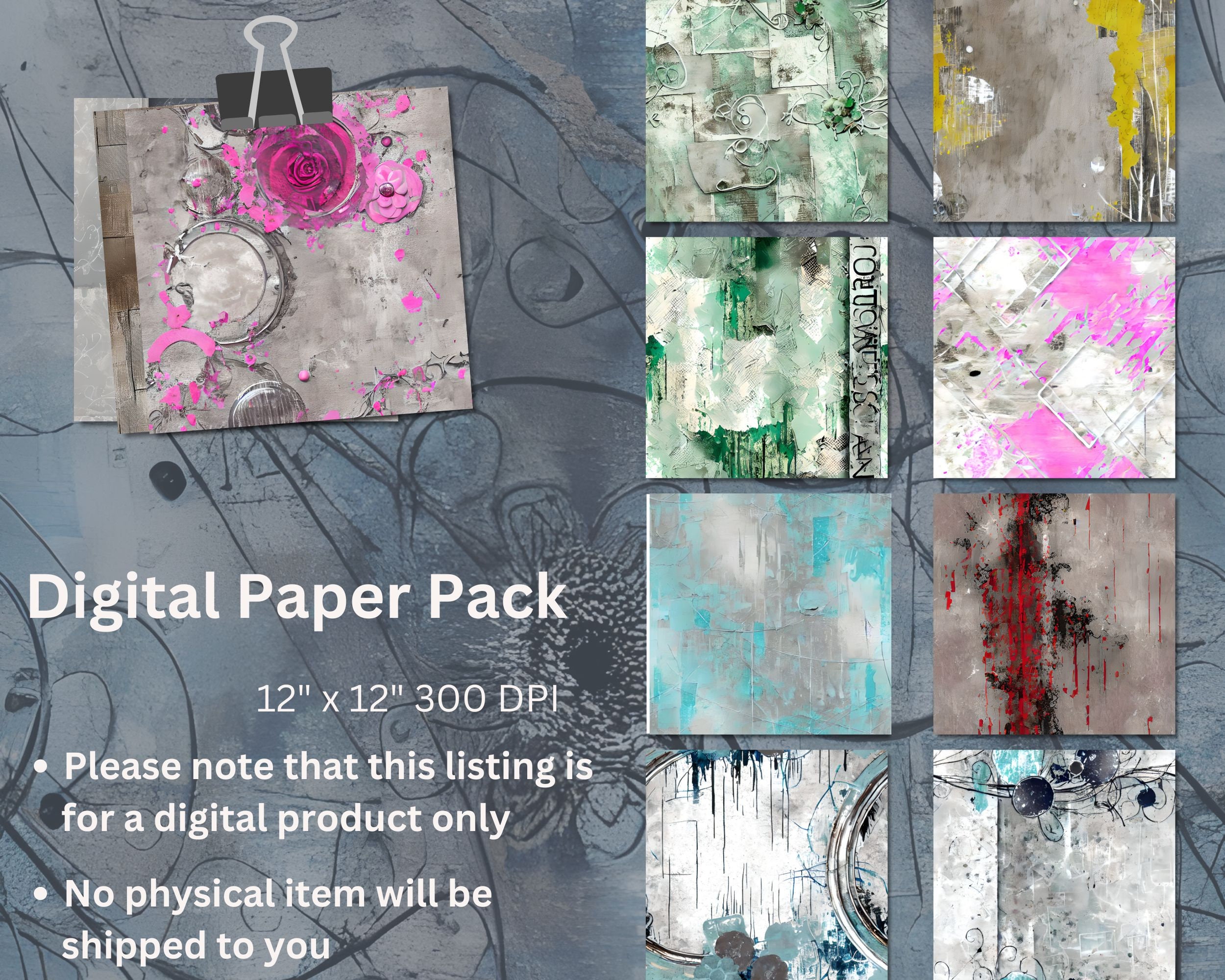 Printable Grunge Seamless Textured Silver Digital Paper Distressed ...