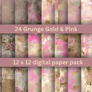 24 Grungy Junk Journal Digital Paper Printable Grunge Seamless Texture Distressed Pages Background Vintage Ephemera Scrapbooking Supply