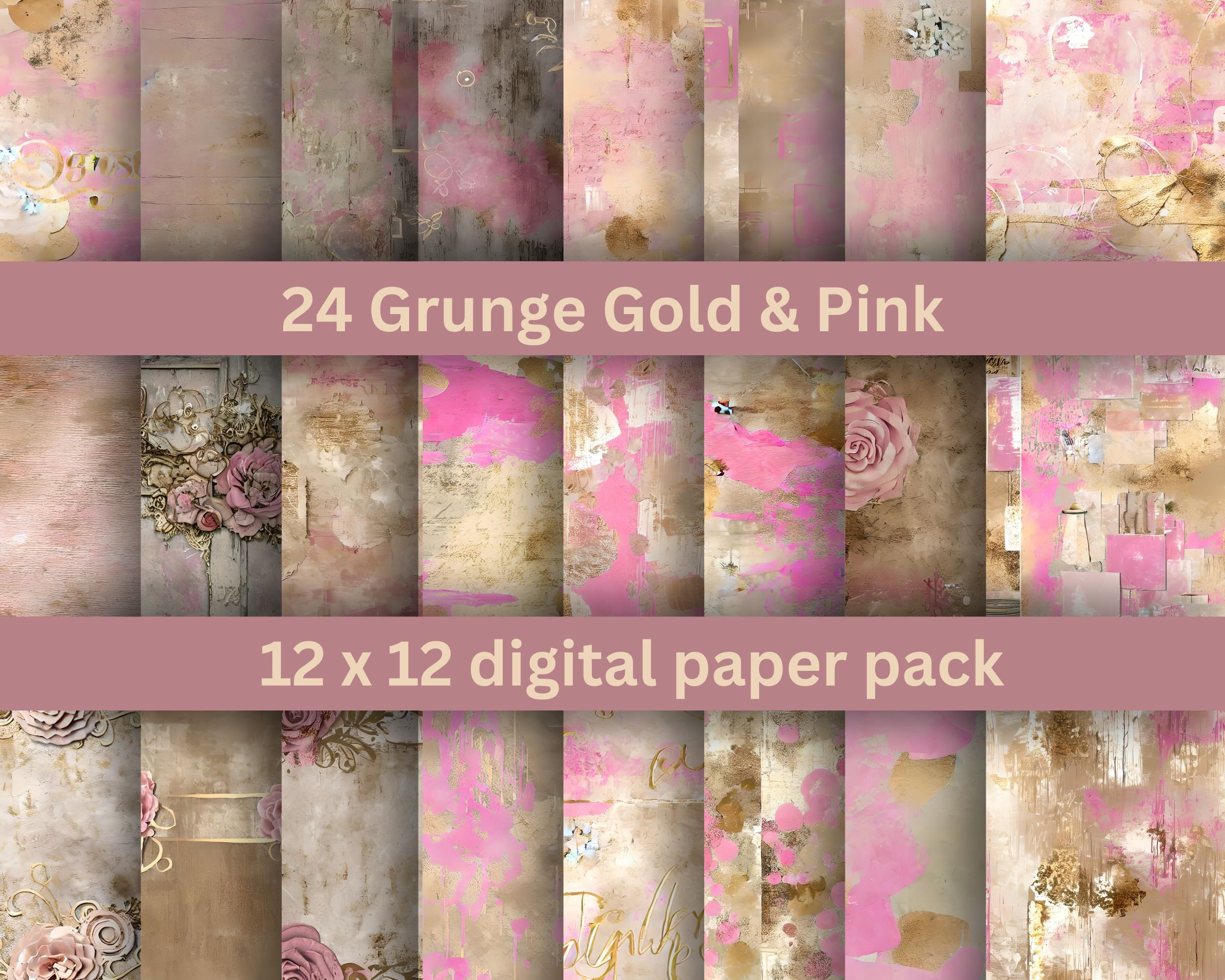 24 Grungy Junk Journal Digital Paper Printable Grunge Seamless Texture ...