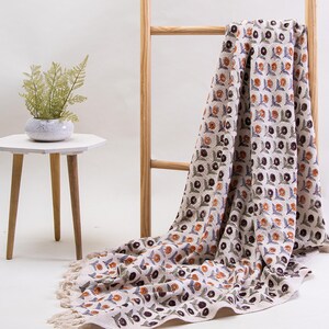 Manta de algodón con estampado floral, reversible, para sofá, cálida colcha con estampado a mano, decoración rústica, reversible.
