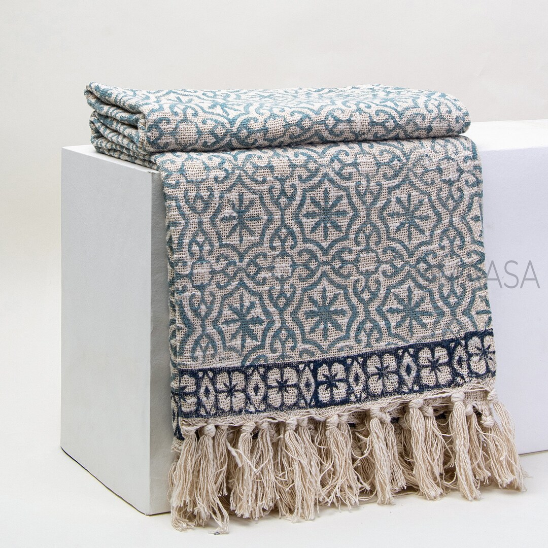 Indian Soft Cotton Throws Blankets Indian Classic Hand Printed Etsy