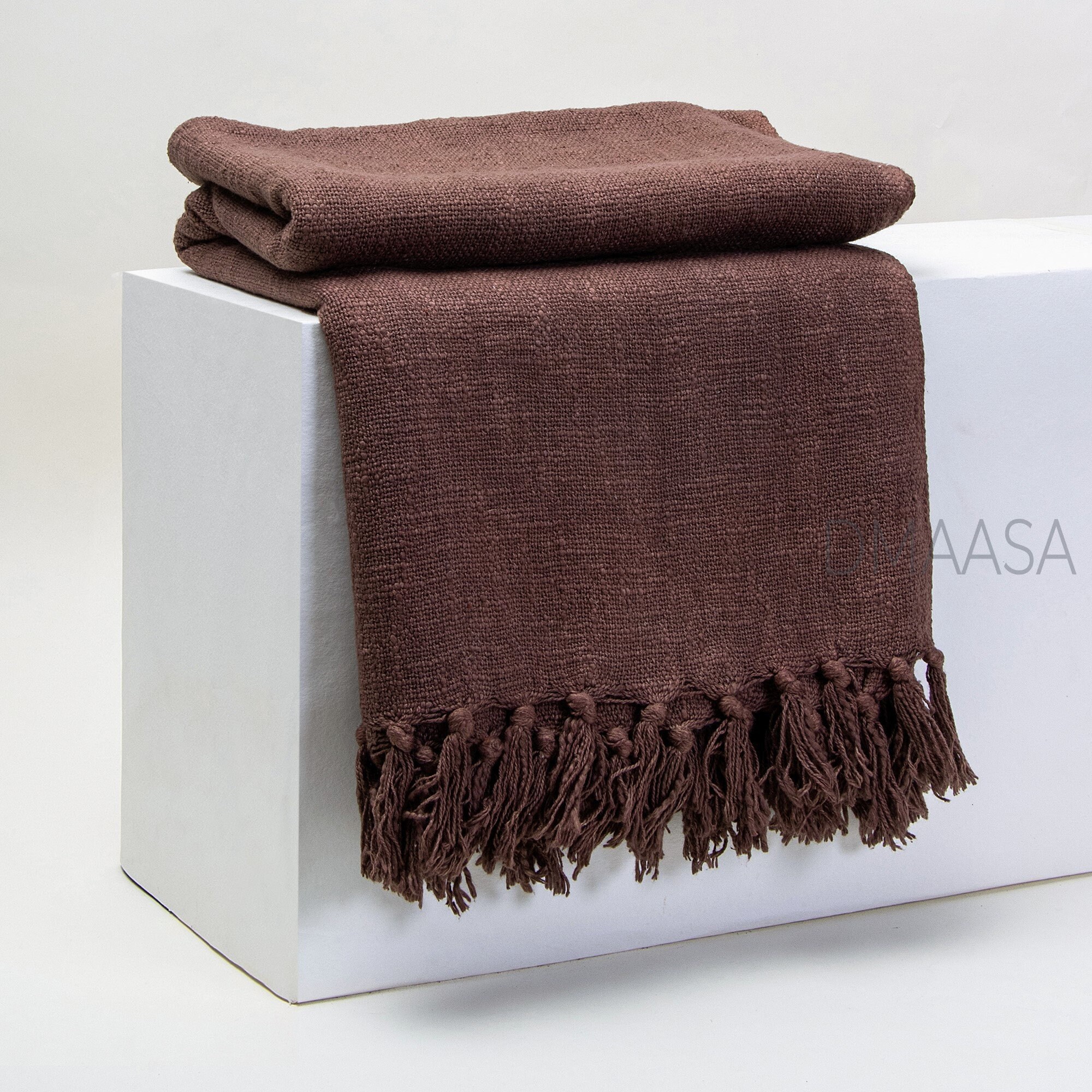 Rust Brown Mud Cloth Solid Throw Blanket, Boho Throw Blanket Organic ...