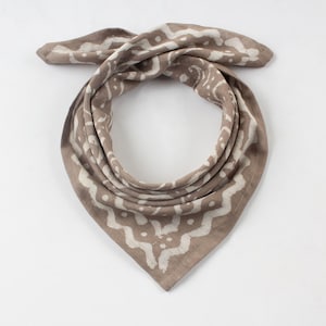 Bandana Scarf Brown Block Print Dabu Indian Handmade Soft Light Paisley Cotton Scarves For women, Unisex Accessories