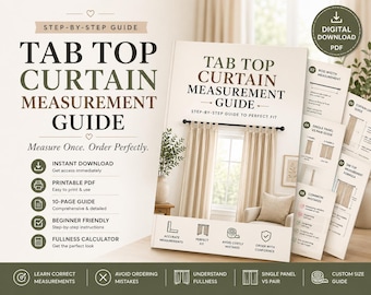 Tab Top Vorhang Maßanleitung, druckbare PDF-Datei (Instant Download)