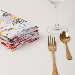 Hand Block Printed Multi Floral Cotton Napkins, Reusable Dinner Table Linens, Eco-Friendly Fabric Napkins , Everyday Use