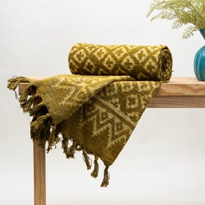 Block Printed Cotton Sofa Couch Throw Blanket, Boho Handloom Floral Bedspread, Housewarming Organic Cotton Throw
