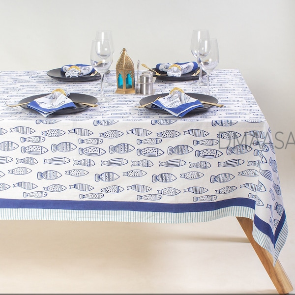 Block print tablecloth etsy