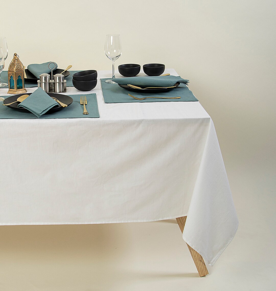 Natural White Cotton Tablecloth Boho Decor Etsy