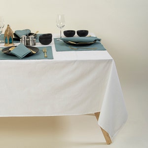 Natural White Linen Tablecloth, Soft Linen Tablecloth, Washed Soft Linen Tablecloth, Elegant Handmade Tablecloth for Your Dining Room