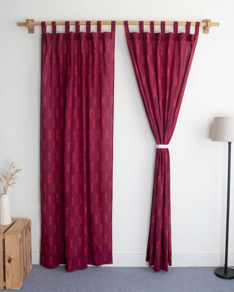 Pattern Block Curtain Cotton Hand Block Curtain Panels, Natural Light Filtering Window ...