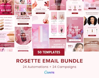 50 Pink Email Templates, Flow Email Template, Mailchimp Email Template, Email Automation, Klaviyo Email Template, Campaign Newsletter, Canva