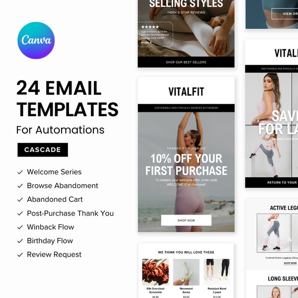 Editable Email Templates, Email Automations, Mailchimp Email Template, Email Sequence, Klaviyo Email Template, Newsletter Canva