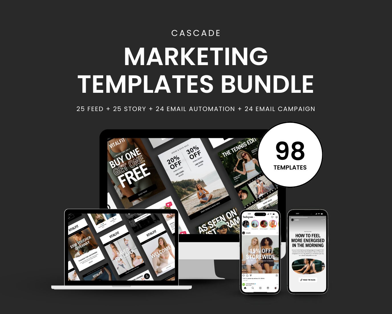 98 Email Templates & Social Media Templates, Instagram Template, Klaviyo Email Template, Mailchimp Email Template, Marketing templates