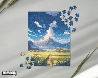 Ghibli Jigsaw Puzzle | Beautiful Anime Countryside | Landscape Anime Puzzle | Mountain Landscape | Jigsaw Puzzle Gift
