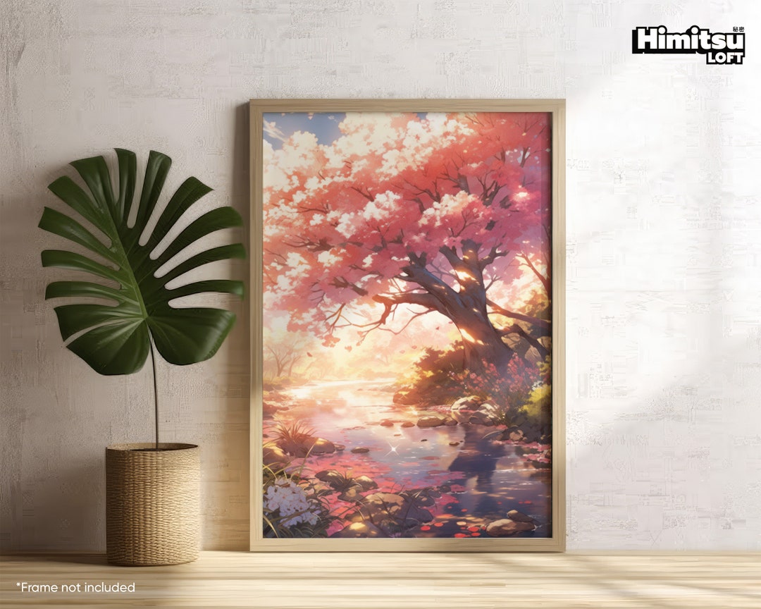 Ghibli Poster | Cherry Blossom Forest | Landscape Wall Art | Anime ...