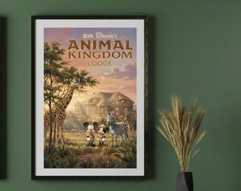 Disney Animal Kingdom Lodge Mickey Minnie Mouse Art Print | Walt Disney World Safari Wall Art | DVC Disney Park Decor