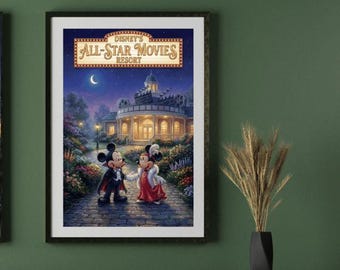 Disney All-Star Movies Resort Mickey Minnie Mouse Art Print | Walt Disney World Dracula Flapper Wall Art | Disney Park Decor