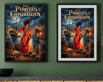 Pirates of the Caribbean Redhead Poster | Disney Pirate Adventure Art Print (8x10 to 13x19)