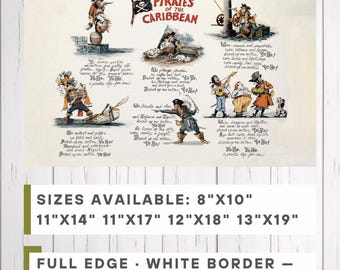 Marc Davis Pirates of the Caribbean Concept Art Print | Disney Disneyland Yo Ho Pirates Life Wall Art | Vintage Disney Decor
