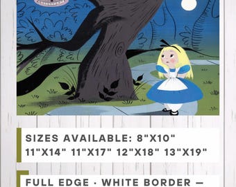 Mary Blair Alice in Wonderland Cheshire Cat Tulgey Wood Concept Art Print | Disney 1951 Wonderland Wall Art | Retro Disney Decor