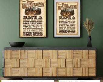 Disney Fort Wilderness Campground & Resort Mickey Minnie Poster Typography Print, Disney Gift Idea, Disney Wall Art, Vintage Disney Art
