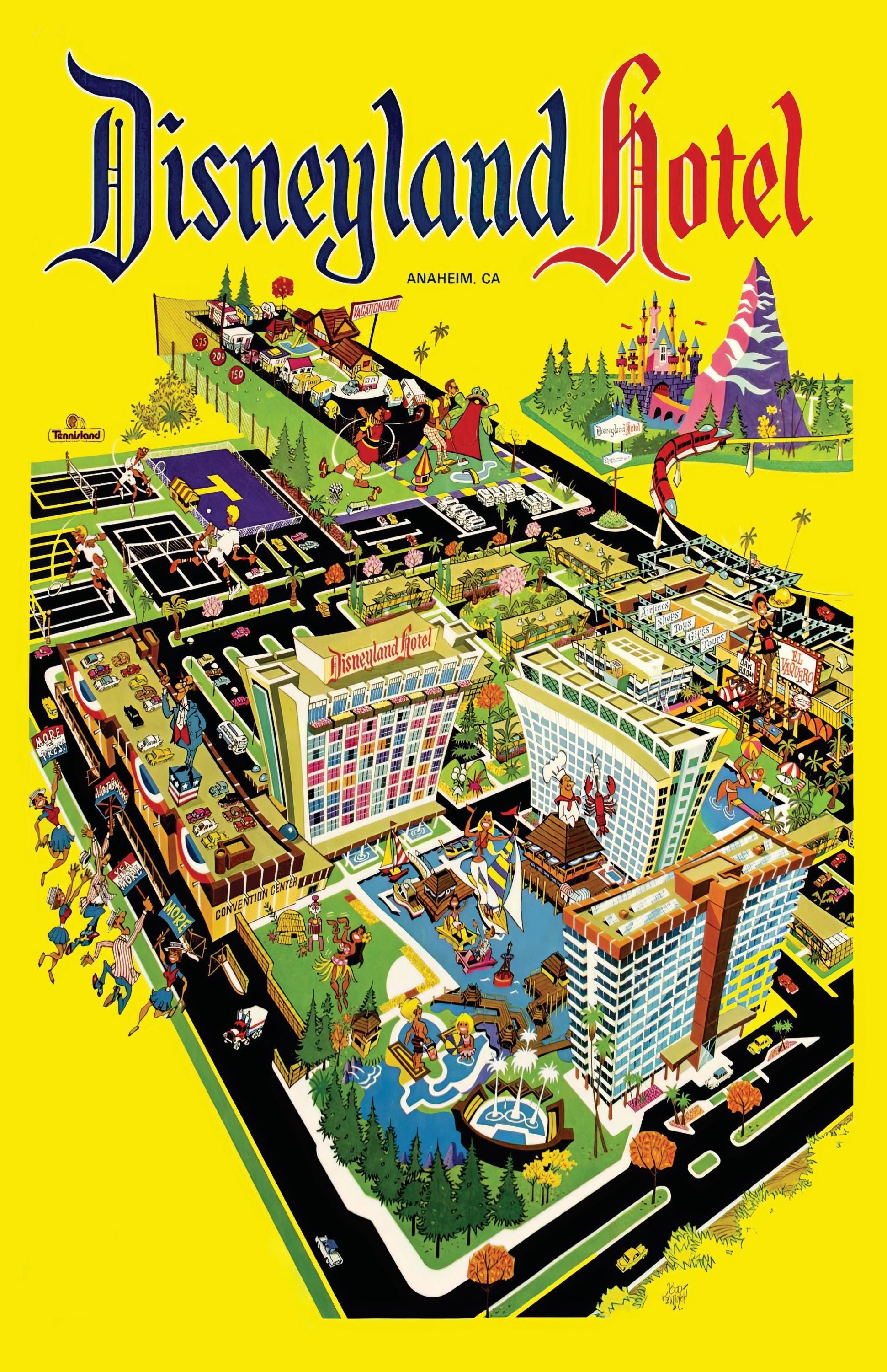 Vintage Disneyland Hotel Poster, Disneyland Anaheim Resort Map