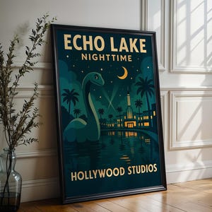 Echo Lake Poster, Hollywood Studios Print, Vintage Hollywood Wall Art, WDW Land Decor, Disney Fan Gift, Disney World Poster, Retro Wall Art