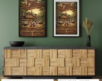 Disney Fort Wilderness Campground & Resort Mickey Minnie Poster Print, Disney Wall Art, Vintage Disney Art, Disney Home Decor