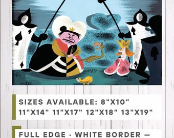 Mary Blair Alice in Wonderland Queen of Hearts Croquet Concept Art Print | Disney 1951 Flamingo Wall Art | Retro Disney Decor