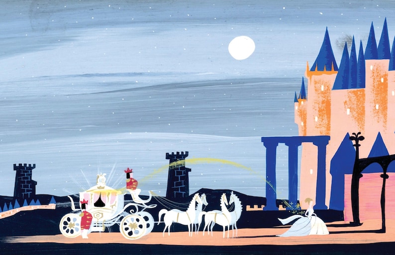Mary Blair Cinderella Castle Arrival Concept Art Print, Disney 1950 Royal Coach Wall Art, Mid Century Disney Princess Decor, Theme Park Art image 3