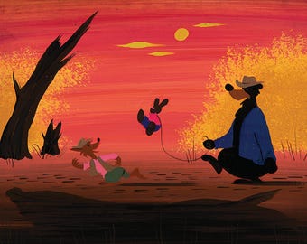 Mary Blair Song of the South Brer Rabbit Pink Sunset Concept Art Print | Disney 1946 Brer Bear Wall Art | Retro Disney Decor
