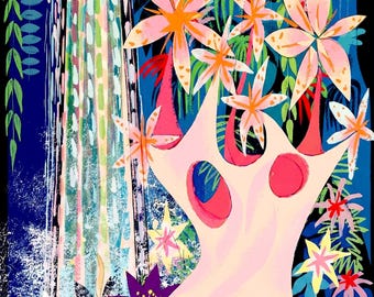 Mary Blair Tiki Waterfall Print, Disney Concept Art Poster, Vintage Disney Wall Art, Enchanted Tiki Room Print, Disney Fan Gift