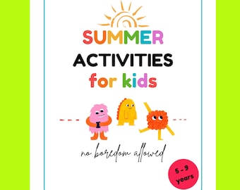 Libro de actividades de verano para niños (de 5 a 9 años): juegos, rompecabezas y manualidades interesantes, colorido, PDF, alta calidad, 8,5 x 11 pulgadas, 41 páginas