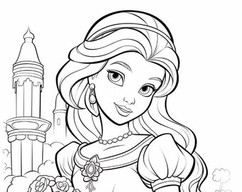 58 x Princesses Coloring Book, Lovely images for kids