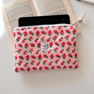 Cute Pink Strawberry Kindle Case/Quilted Kindle / E-Reader Sleeve, Kindle / E-Reader Protector, Kindle / E-Reader Pouch