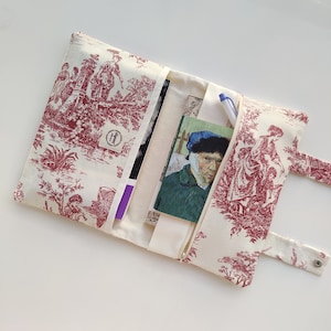 Tissu toile de jouy, pochette pour livre, cartable, porte-livre, protège-livre, cadeaux livresques, accessoire livre et Kindle, couverture de livre, pochette de livre
