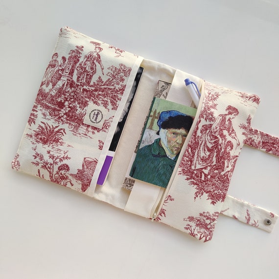 Toile de Jouy Fabric,Book Sleeve, Book Bag, Book Protector, Bookish Gifts, Book Cover, Book Pouch, Back to School or Christmas Gift
