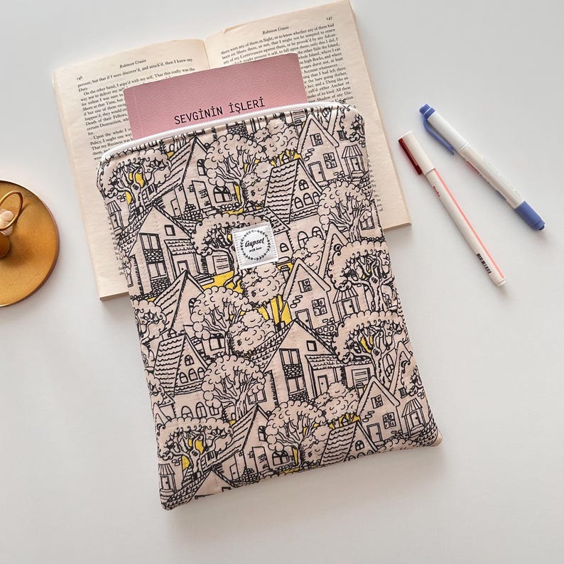 Handmade Book Sleeve, Padded Book Sleeve, Back to School or Christmas Gift image 2