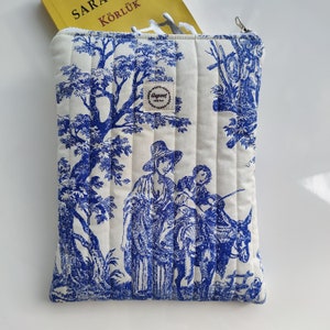 Pochette pour livre faite main, pochette pour livre rembourrée, pochette pour livre en toile de Jouy