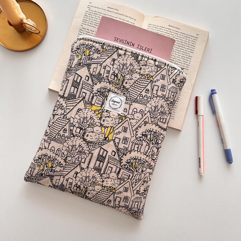 Handmade Book Sleeve, Padded Book Sleeve, Back to School or Christmas Gift image 7