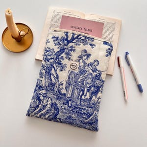 Pochette pour livre faite main, pochette pour livre rembourrée, pochette pour livre en toile de Jouy