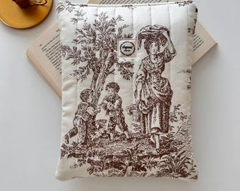 Handgefertigte Buchhülle, Gepolsterte Buchhülle, Toile Jouy Buchhülle