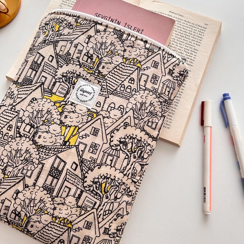 Handmade Book Sleeve, Padded Book Sleeve, Back to School or Christmas Gift image 8