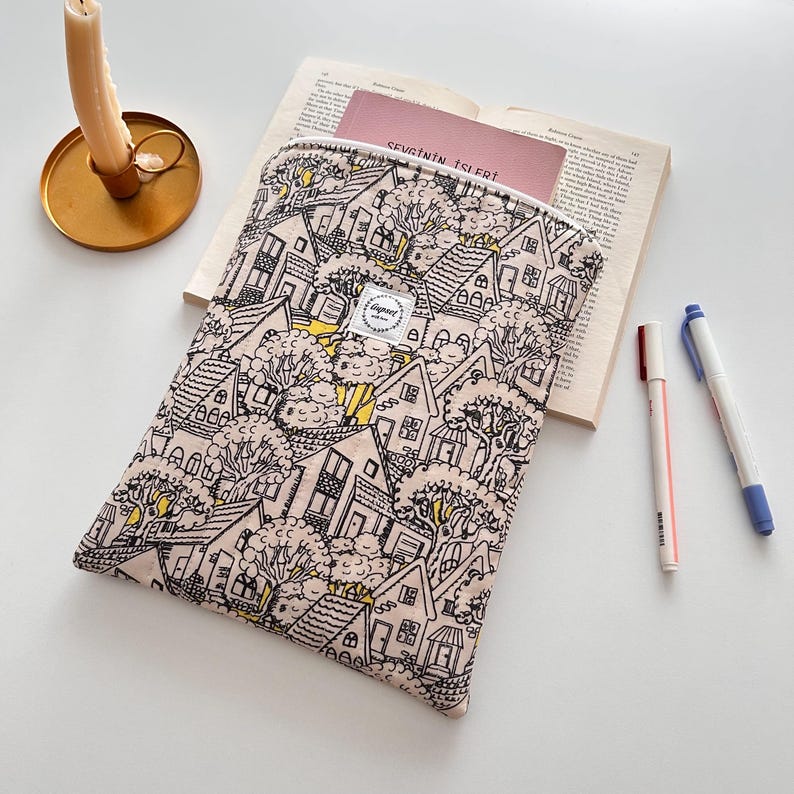 Handmade Book Sleeve, Padded Book Sleeve, Back to School or Christmas Gift image 4