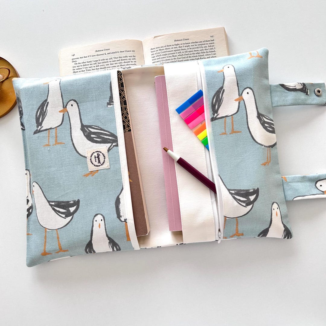Book Tack Charming Blue Book Organizer With Seagull Pattern – Handmade and ...